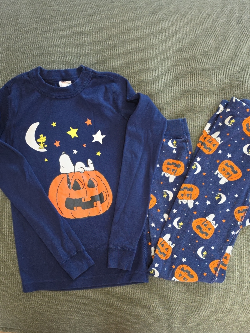 Hanna Anderson Halloween Snoopy Pumpkin Pajama Set